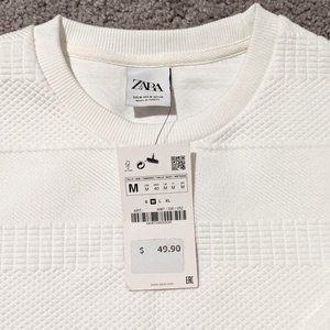 ZARA White Crewneck Sweater